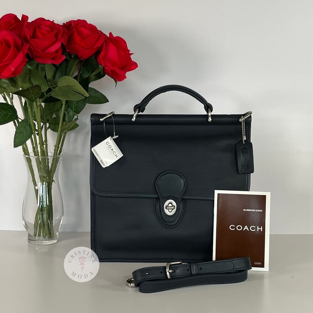 NEW Vintage Coach Willis Bag 9927 Navy & Nickel Hardware 2004